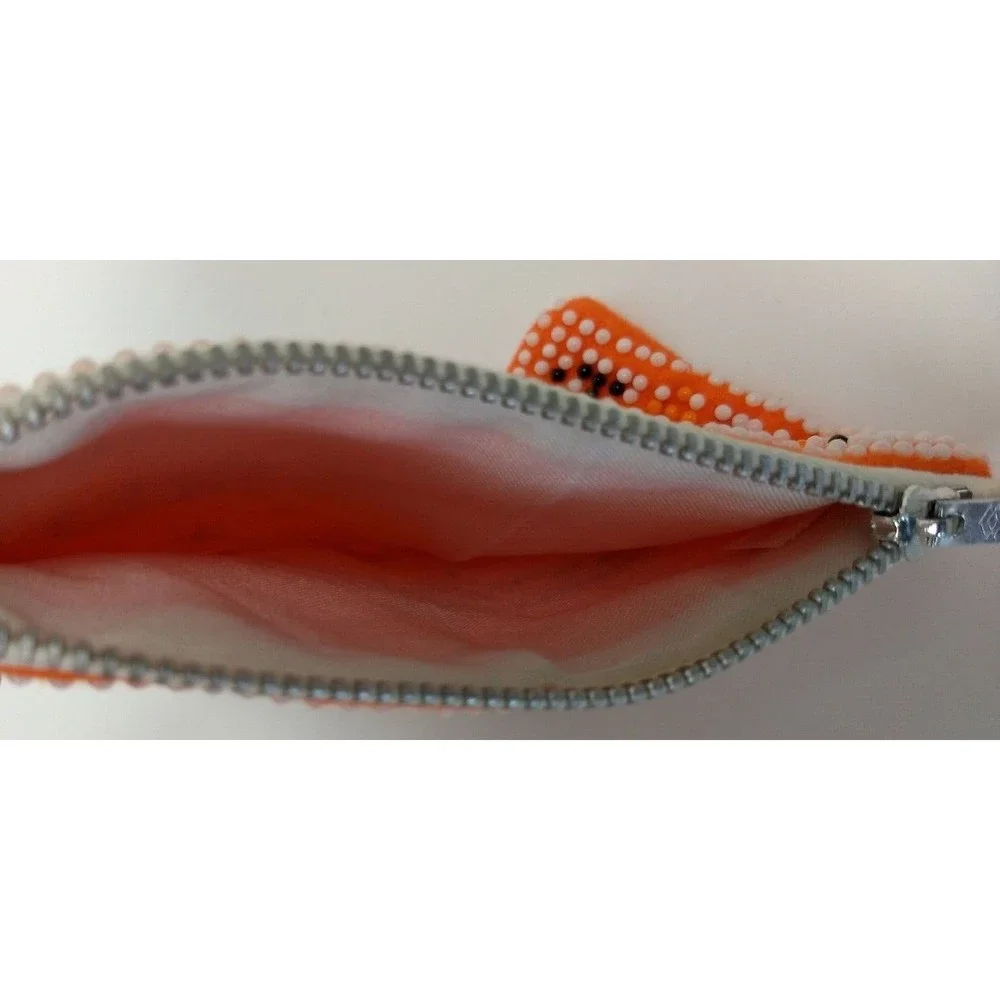 BEADED NASSAU / THUNDERBIRD Orange Zippered Coin Purse‎ Vintage 80s Style 5